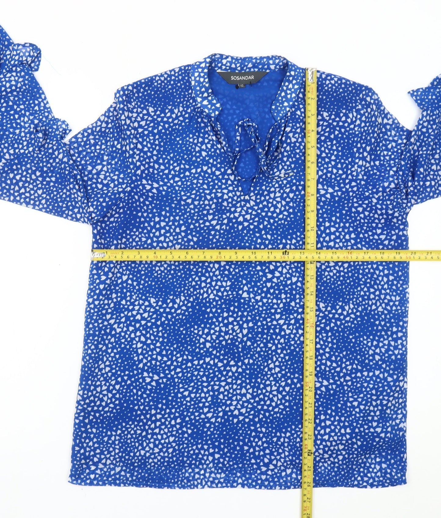 Womens UK Size 10 Sosandar Blue Tunic Blouse