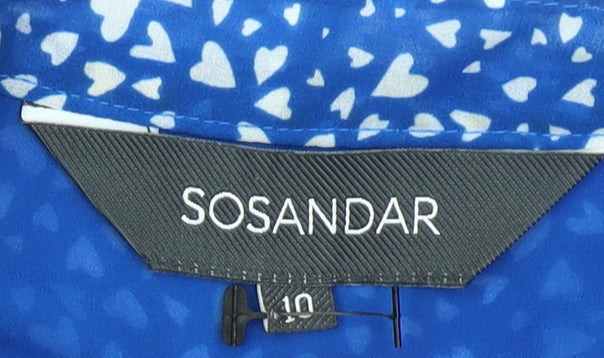 Womens UK Size 10 Sosandar Blue Tunic Blouse