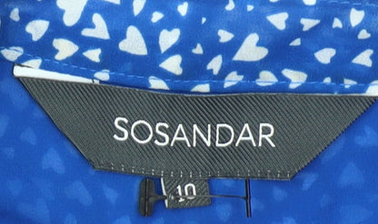 Womens UK Size 10 Sosandar Blue Tunic Blouse