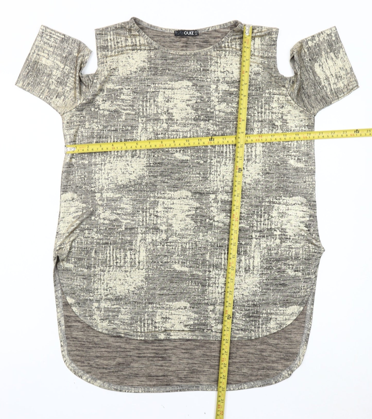 Quiz Women’s Grey Cold Shoulder Short Sleeve T-Shirt Size 12