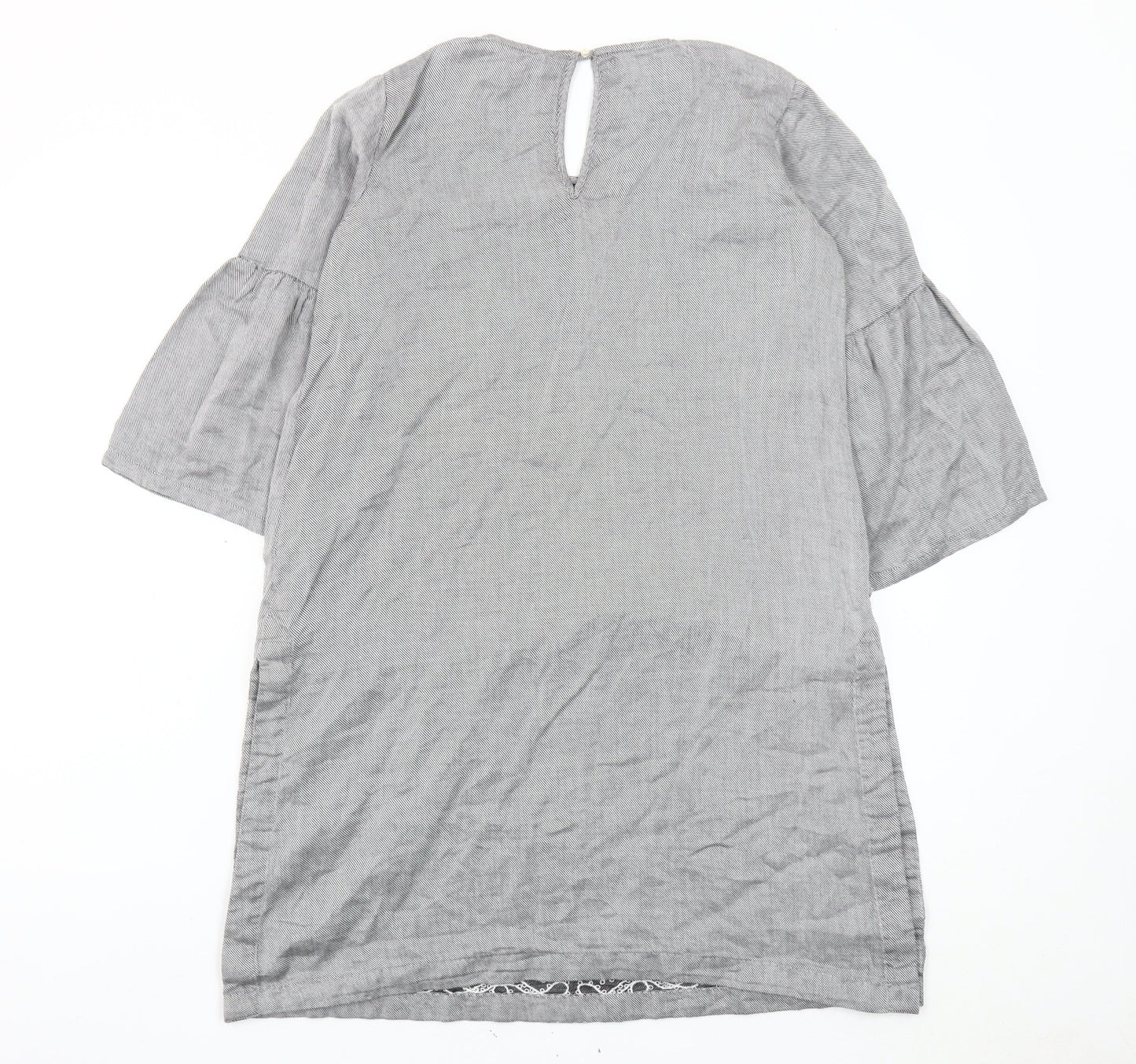 Khaadi Women’s Grey Embroidered Cotton Shift Dress Size 8