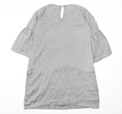 Khaadi Women’s Grey Embroidered Cotton Shift Dress Size 8