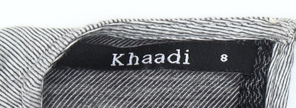 Khaadi Women’s Grey Embroidered Cotton Shift Dress Size 8