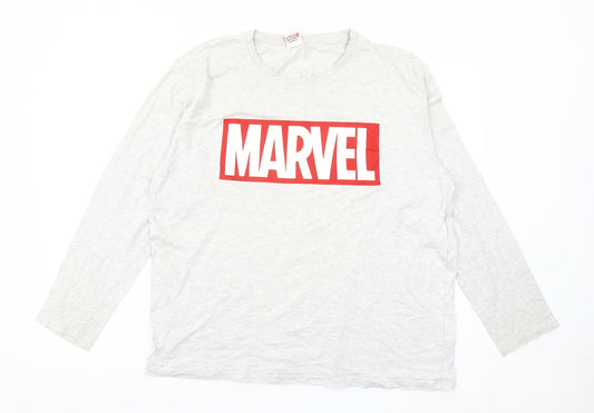 Marvel Men’s Grey XL Long Sleeve Graphic Logo T-Shirt