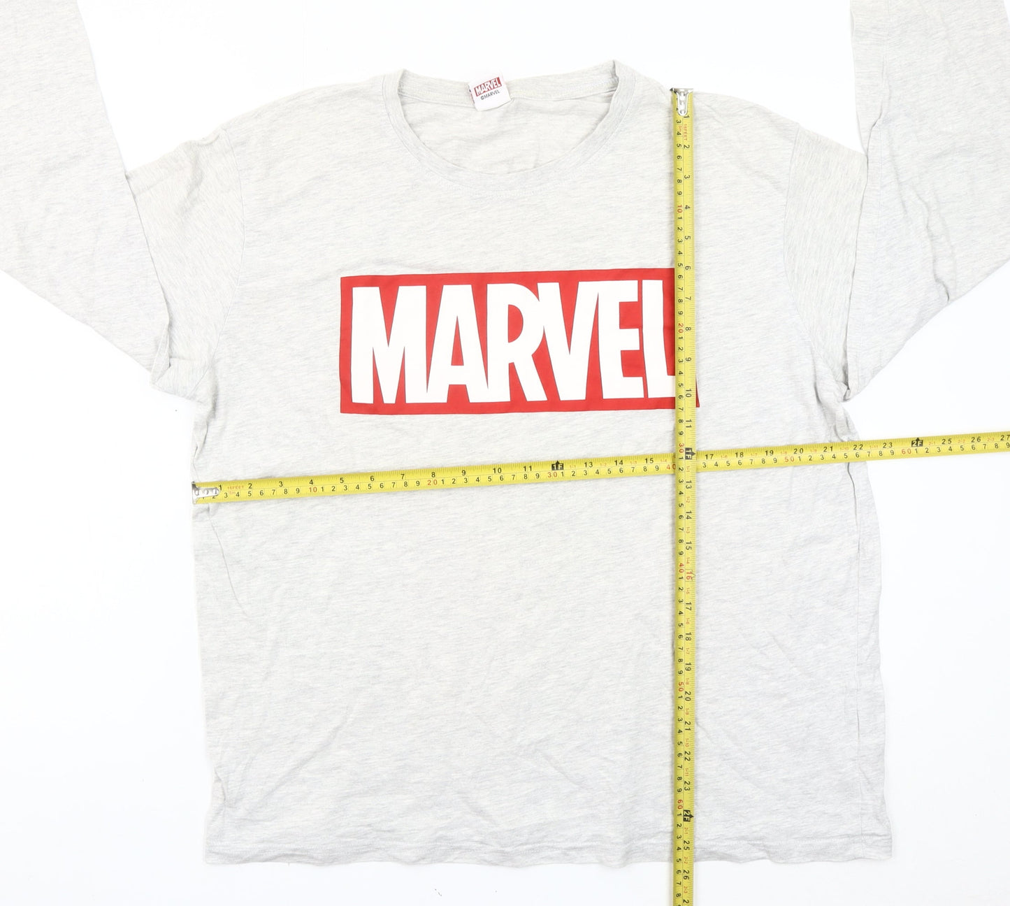 Marvel Men’s Grey XL Long Sleeve Graphic Logo T-Shirt