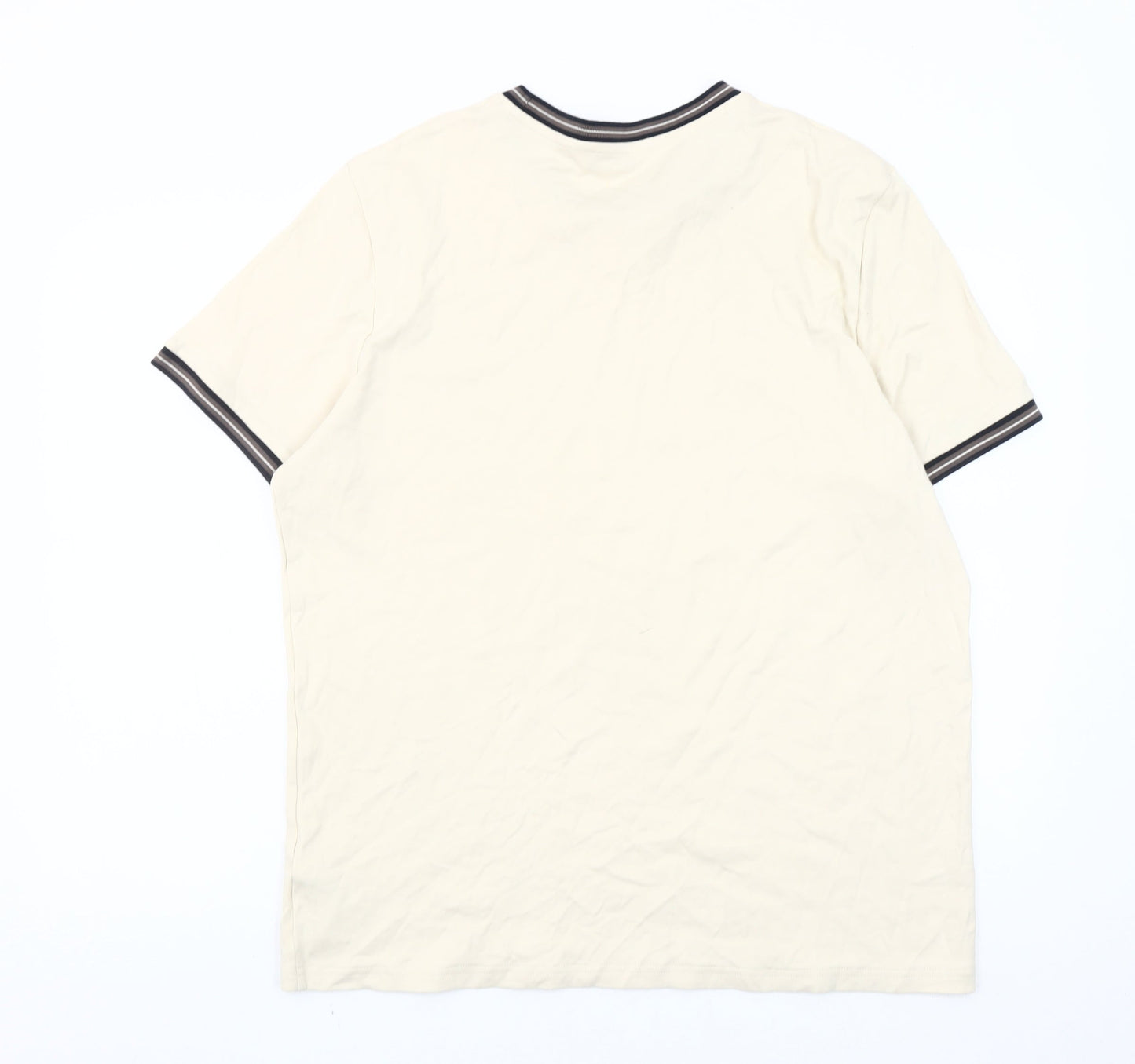 Marks and Spencer Men’s Beige XL Crew Neck Cotton T-Shirt