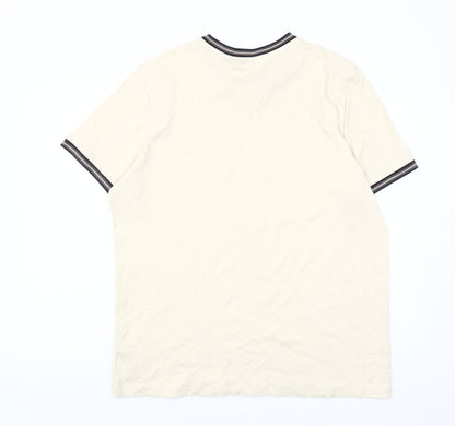 Marks and Spencer Men’s Beige XL Crew Neck Cotton T-Shirt