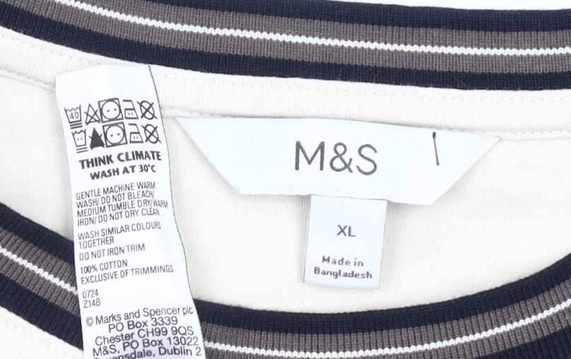 Marks and Spencer Men’s Beige XL Crew Neck Cotton T-Shirt