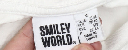 Smiley World Women’s White Graphic T-Shirt Size S Short Sleeve