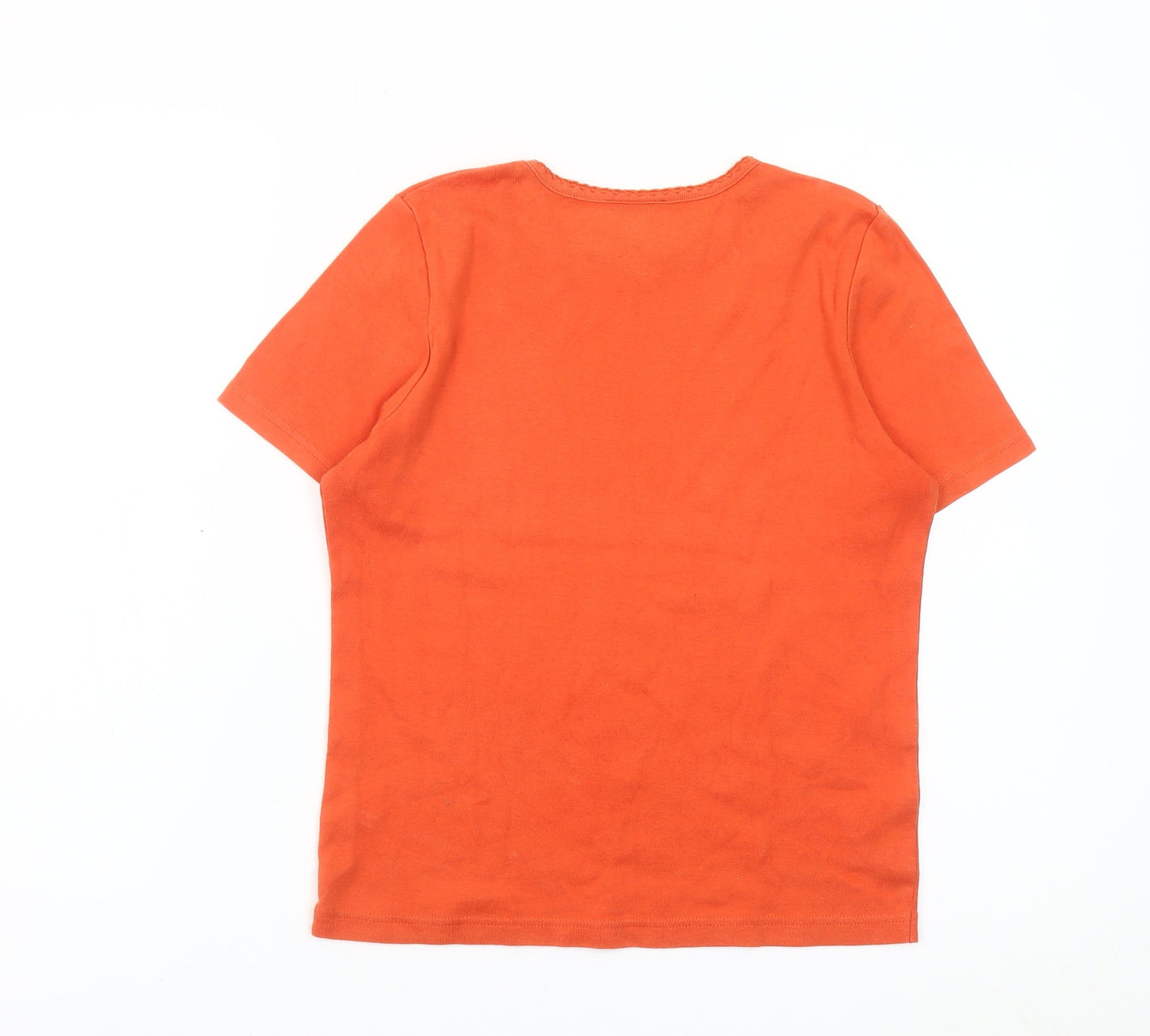 Laura Ashley Women’s Orange Cotton Short Sleeve T-Shirt Size M