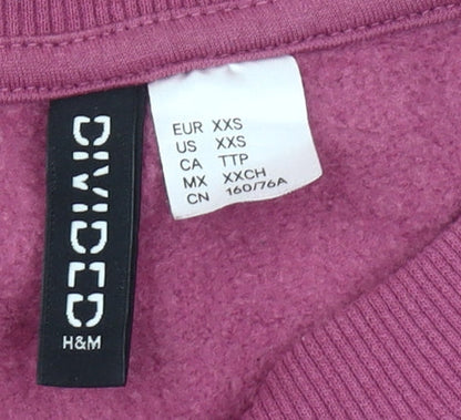 Womens UK Size 2XS H&M Divided Purple Pullover Sweatshirt