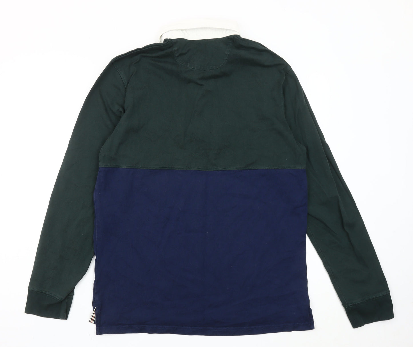 Timberland Men's Slim Fit Rugby Polo Green Blue White L Long Sleeve