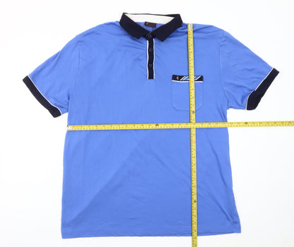 Gabicci Men’s Blue Cotton Blend Polo Shirt Size S Short Sleeve