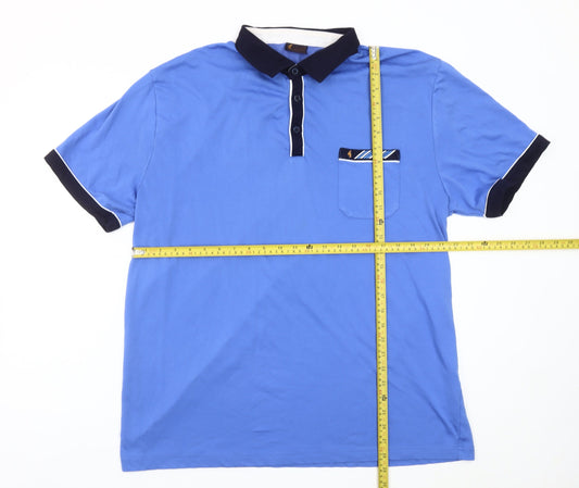 Gabicci Men’s Blue Cotton Blend Polo Shirt Size S Short Sleeve