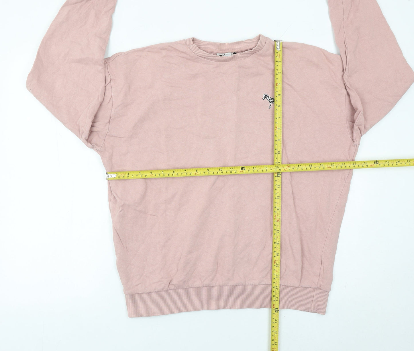Topshop Women’s Pink Sweatshirt UK S Zebra Logo Cotton Crew Neck