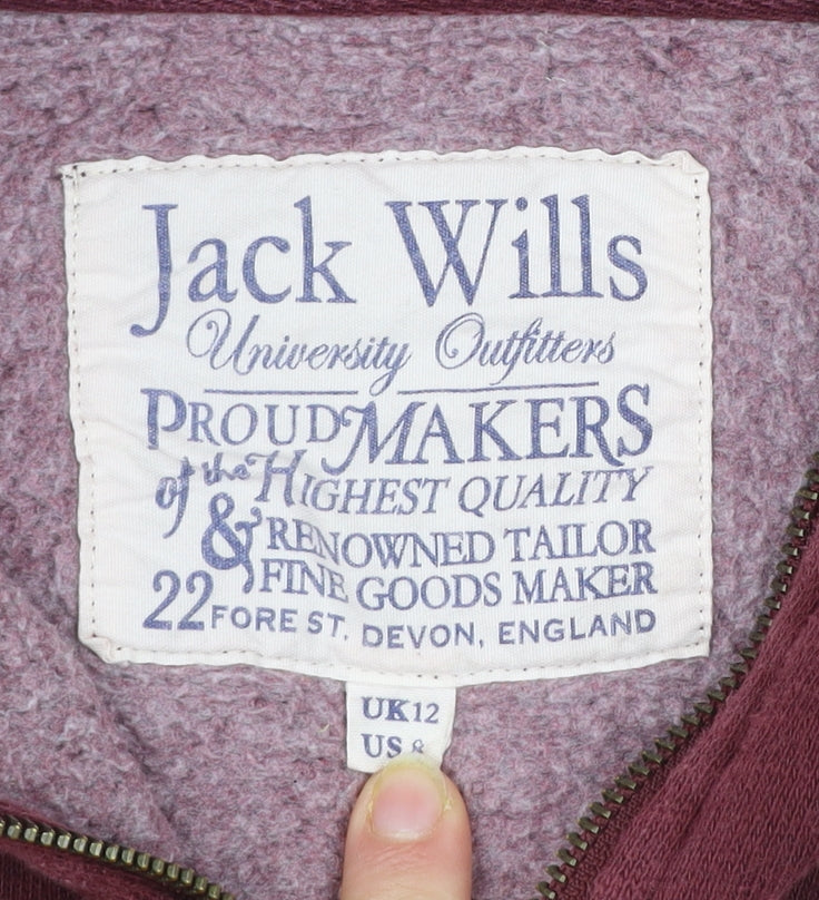 Womens UK Size 12 Jack Wills Red Full Zip Hoodie