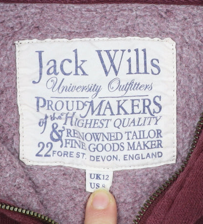 Womens UK Size 12 Jack Wills Red Full Zip Hoodie