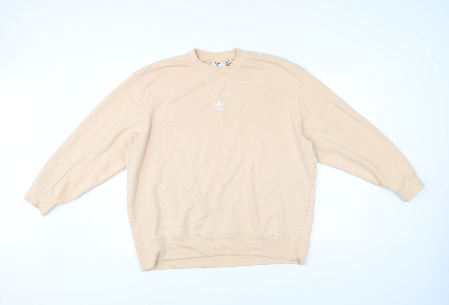 Adidas Womens Beige Logo Sweatshirt Size UK 10 Regular Fit Pullover