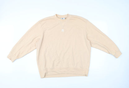 Adidas Womens Beige Logo Sweatshirt Size UK 10 Regular Fit Pullover