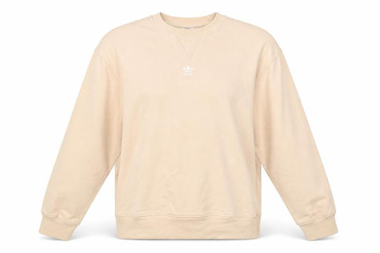 Front view of Adidas women’s beige logo sweatshirt, size UK 10, regular fit pullover