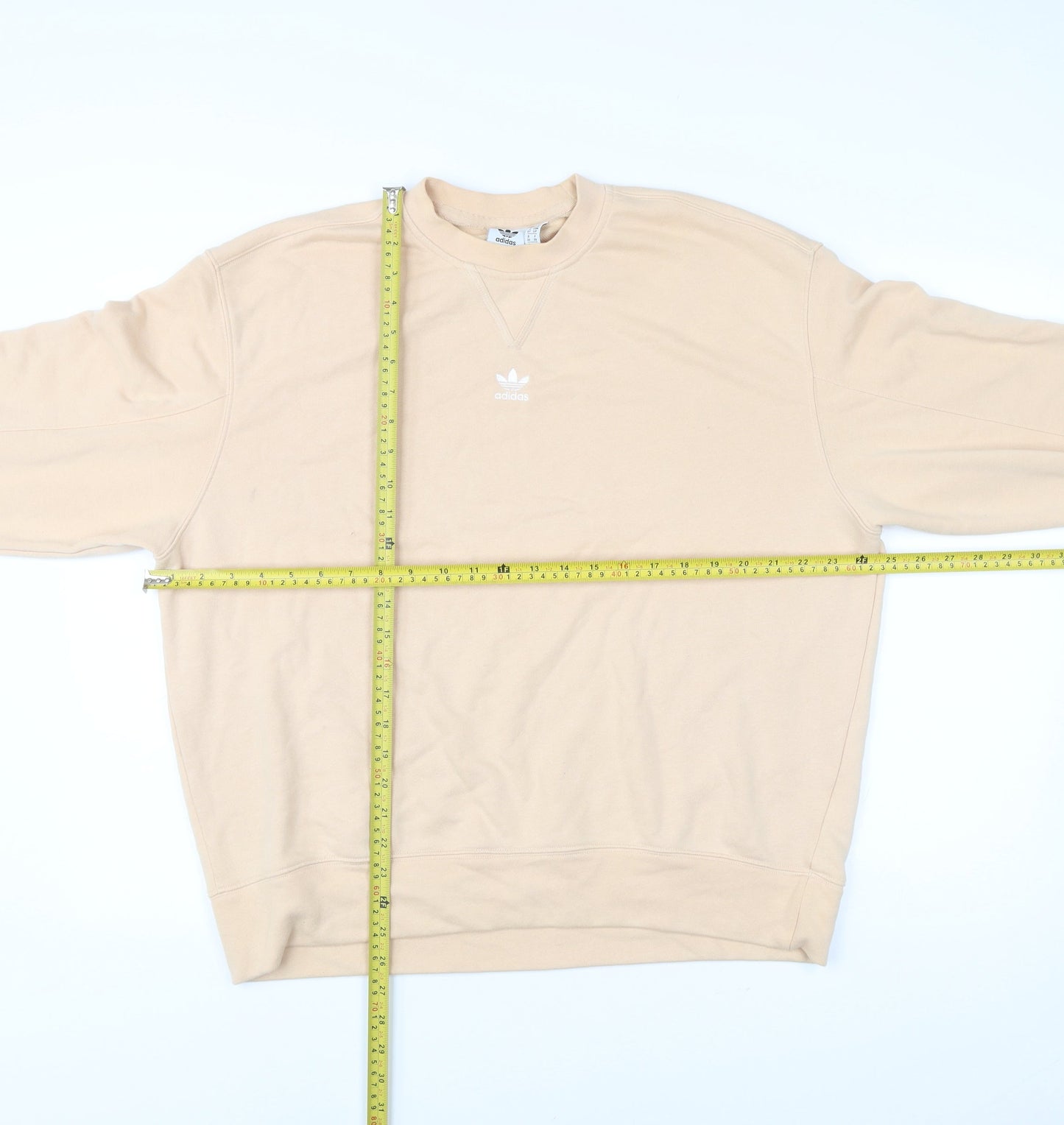 Adidas Womens Beige Logo Sweatshirt Size UK 10 Regular Fit Pullover