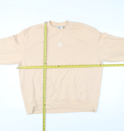 Adidas Womens Beige Logo Sweatshirt Size UK 10 Regular Fit Pullover