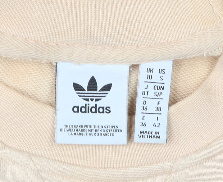 Adidas Womens Beige Logo Sweatshirt Size UK 10 Regular Fit Pullover