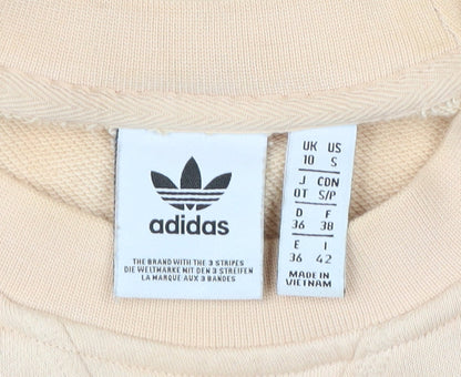 Adidas Womens Beige Logo Sweatshirt Size UK 10 Regular Fit Pullover