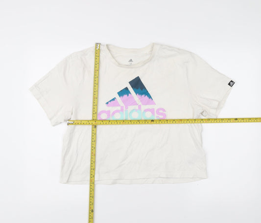 Womens UK Size M adidas White Basic T-Shirt