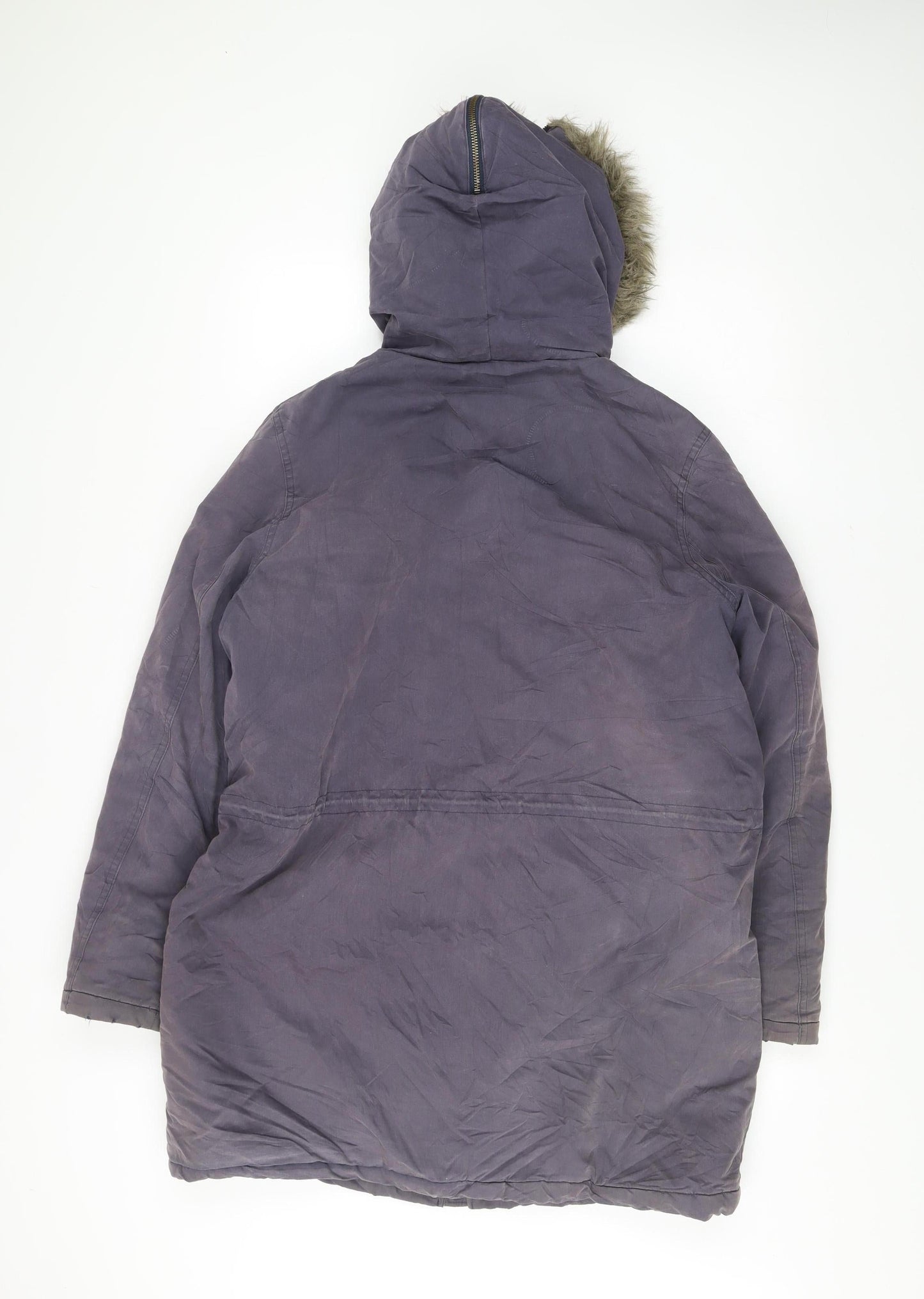 Fred Perry Womens Purple Parka Coat UK 16 Hooded Winter Jacket