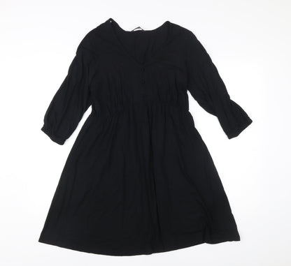 Marks and Spencer Women Black Size 10 A-Line Knee Length Dress