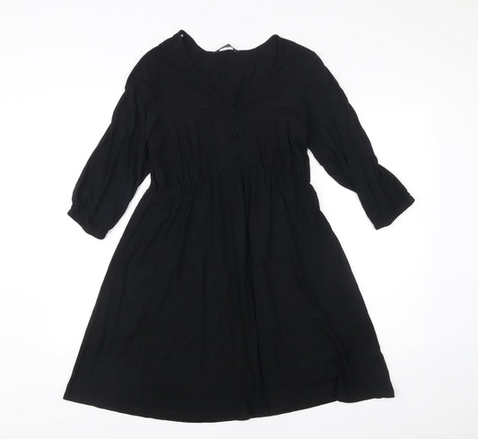Marks and Spencer Women Black Size 10 A-Line Knee Length Dress