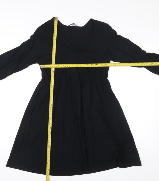 Marks and Spencer Women Black Size 10 A-Line Knee Length Dress