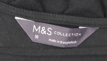 Marks and Spencer Women Black Size 10 A-Line Knee Length Dress
