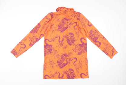 PrettyLittleThing Women’s Orange Floral Button-Up Shirt UK 8