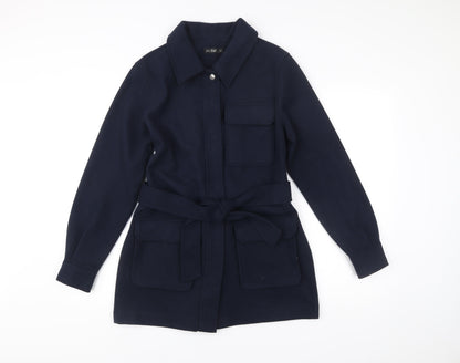 F&F Women’s Blue Belted Mid-Length Coat Size S Polyester Viscose
