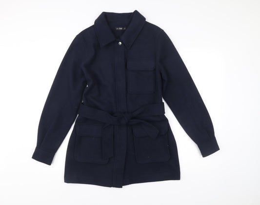 F&F Women’s Blue Belted Mid-Length Coat Size S Polyester Viscose