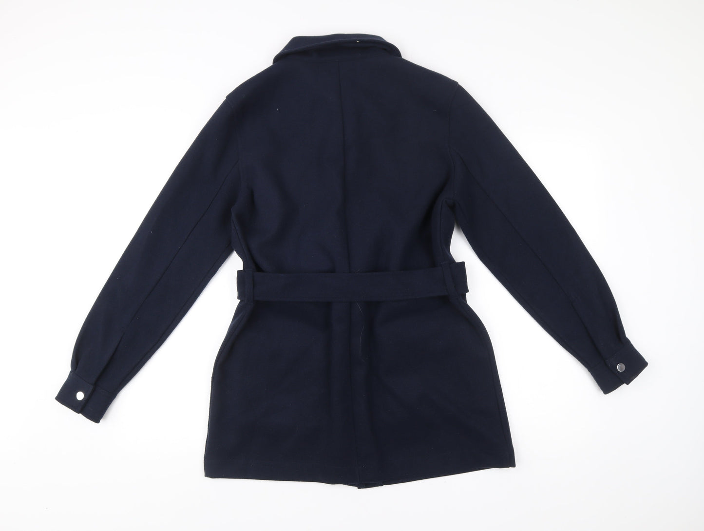 F&F Women’s Blue Belted Mid-Length Coat Size S Polyester Viscose