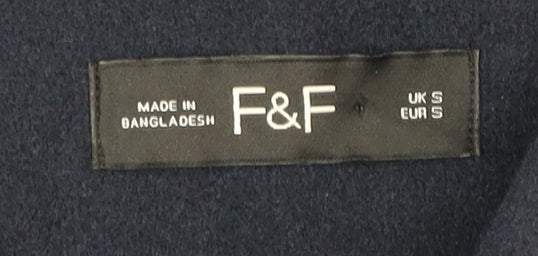 F&F Women’s Blue Belted Mid-Length Coat Size S Polyester Viscose