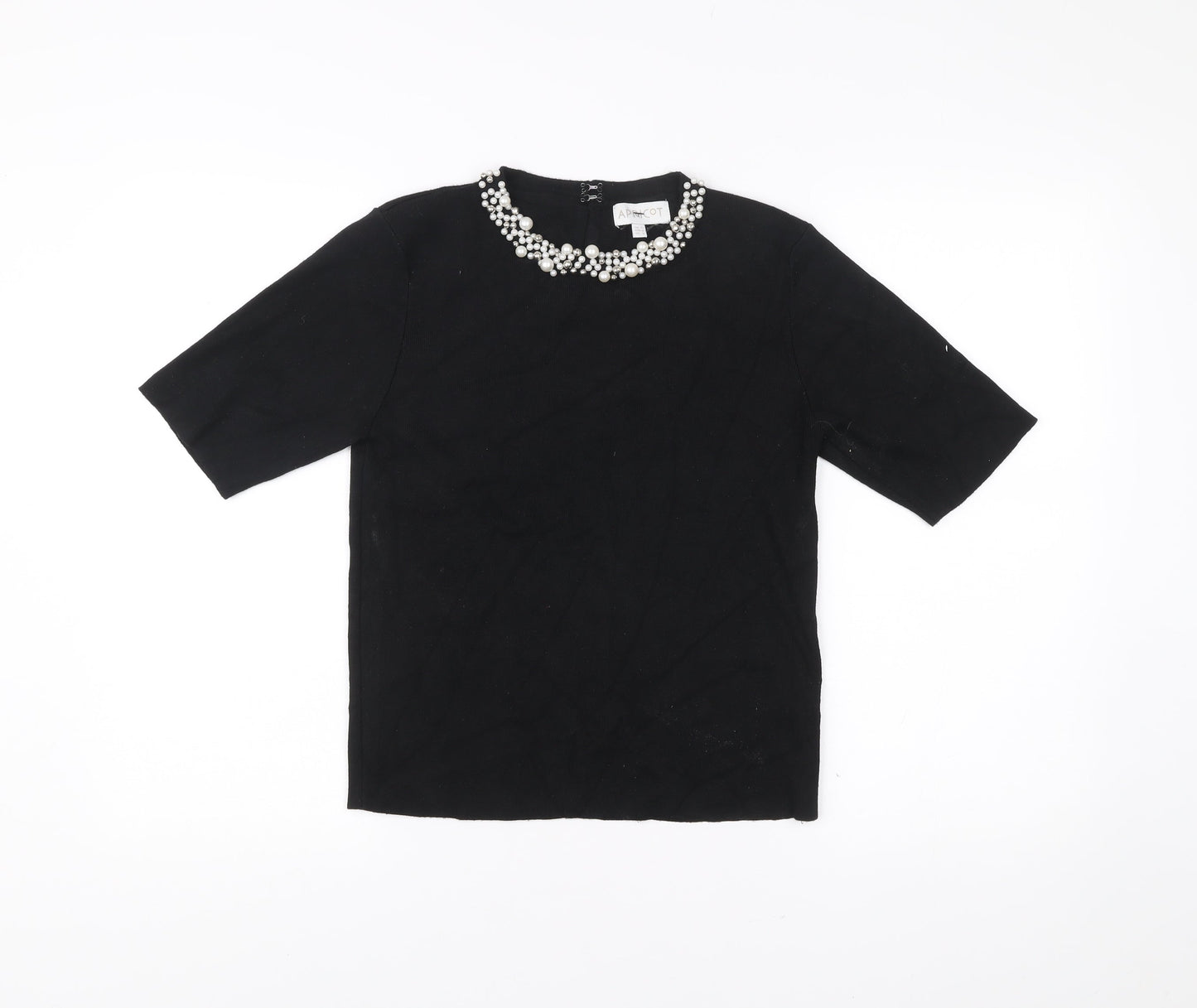 Womens UK Size 12 Apricot Black Basic Blouse