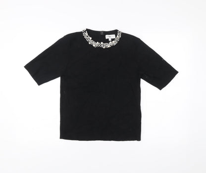 Womens UK Size 12 Apricot Black Basic Blouse
