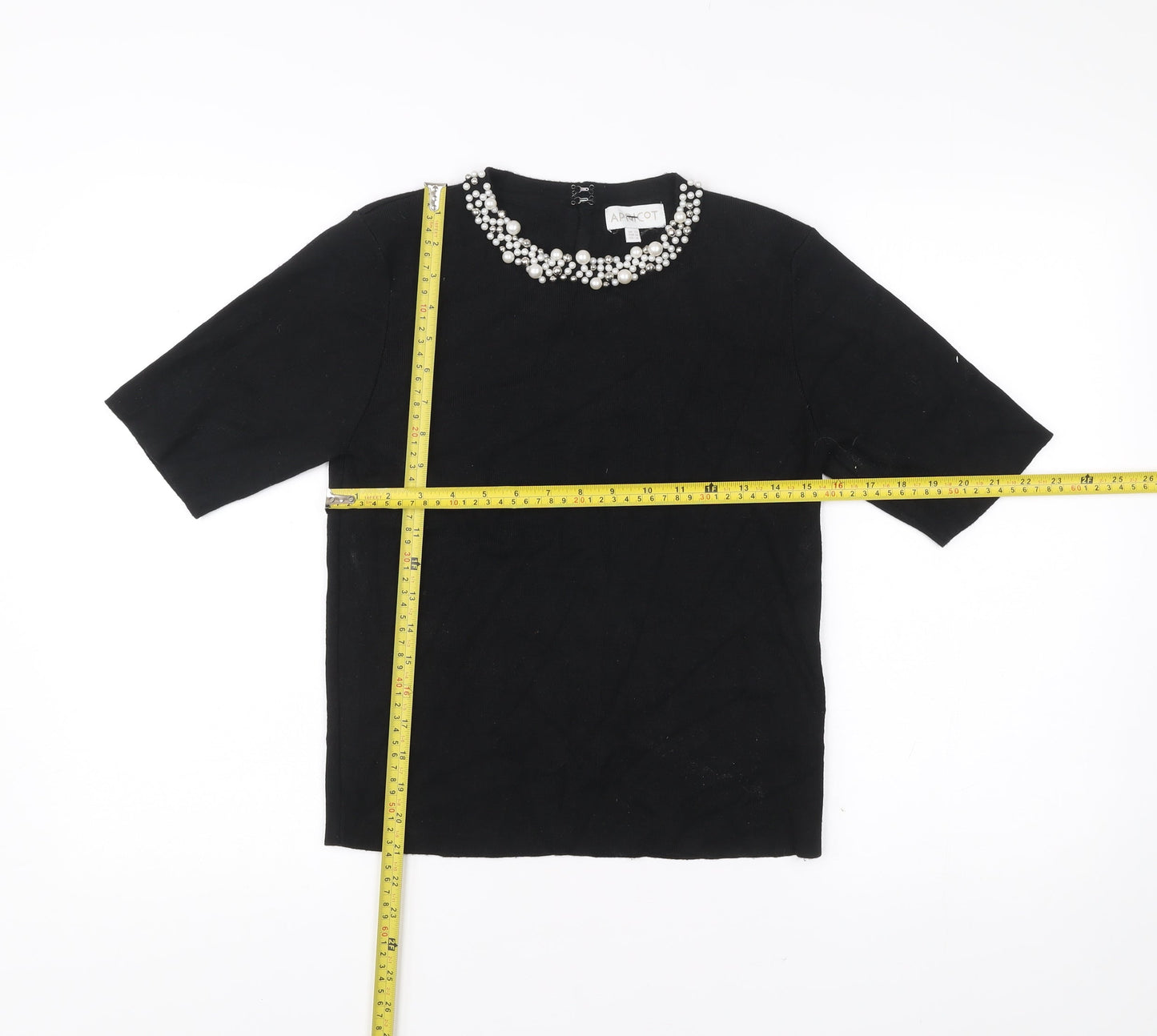 Womens UK Size 12 Apricot Black Basic Blouse