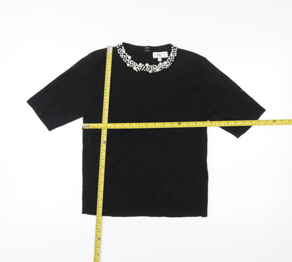 Womens UK Size 12 Apricot Black Basic Blouse