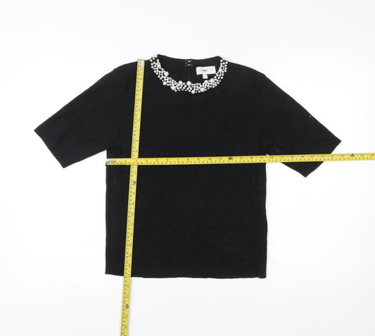 Womens UK Size 12 Apricot Black Basic Blouse