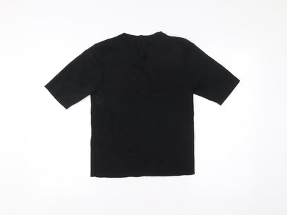Womens UK Size 12 Apricot Black Basic Blouse