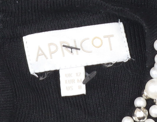 Womens UK Size 12 Apricot Black Basic Blouse