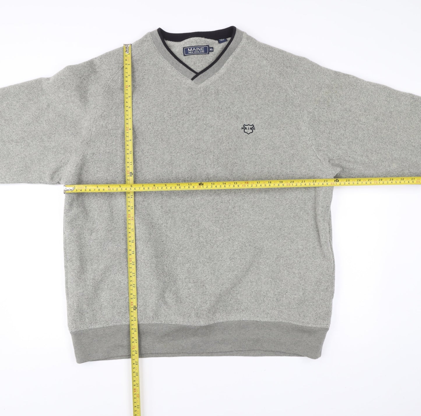 Maine New England Men’s Grey XL V-Neck Pullover Jumper