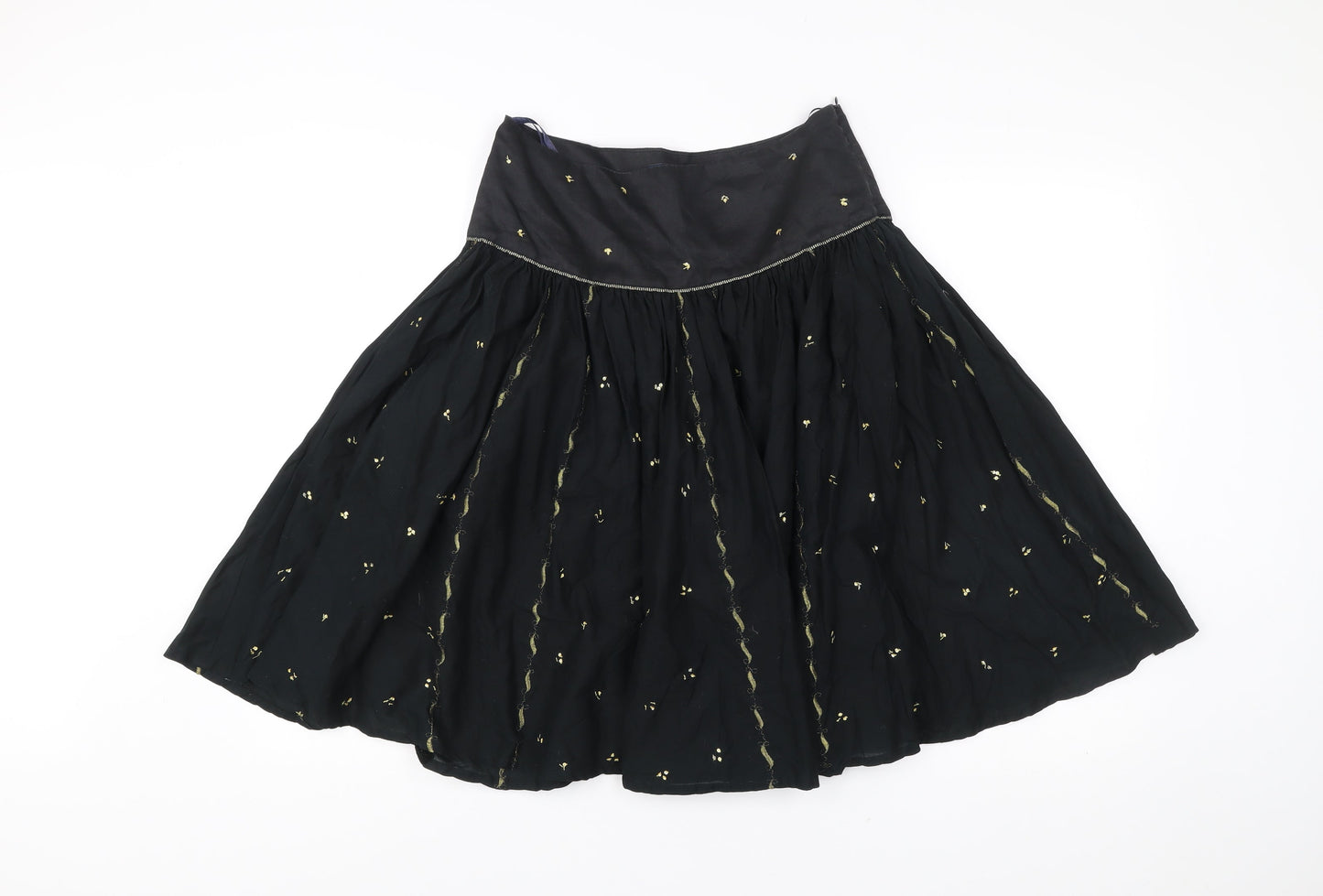 French Connection Women’s Black Size 8 A-Line Embroidered Skirt