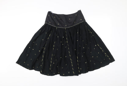 French Connection Women’s Black Size 8 A-Line Embroidered Skirt