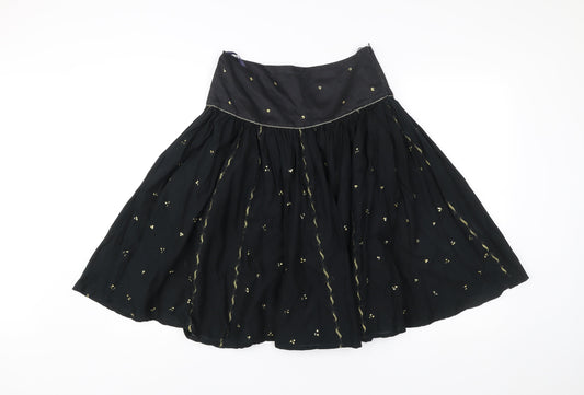 French Connection Women’s Black Size 8 A-Line Embroidered Skirt